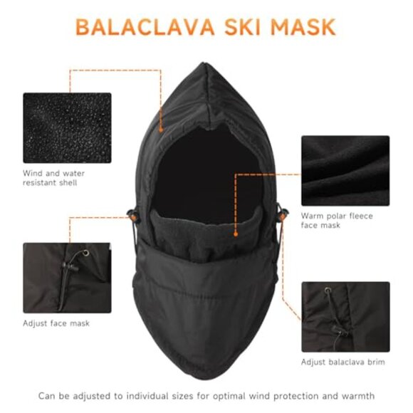 Windproof Thermal Balaclava Ski Mask Adjustable Unisex Winter Face Cover main image 6